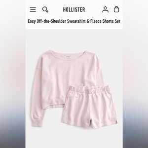 Hollister 🩰  Baby Pink Off Shoulder Sweatshirt & Shorts Set